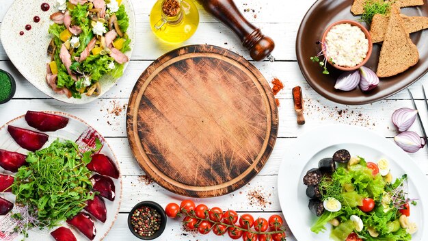 selection of plated dishes on table